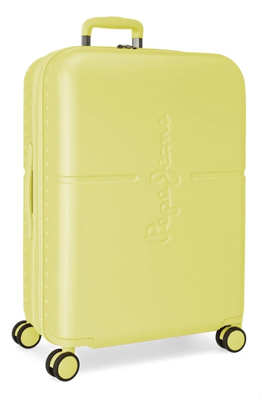 Pepe Jeans Highlight Medium Yellow Suitcase 48x70x28 cm Rigid ABS Integrated TSA Closure 79L 4kg 4 Double Wheels Extendable by Joumma Bags