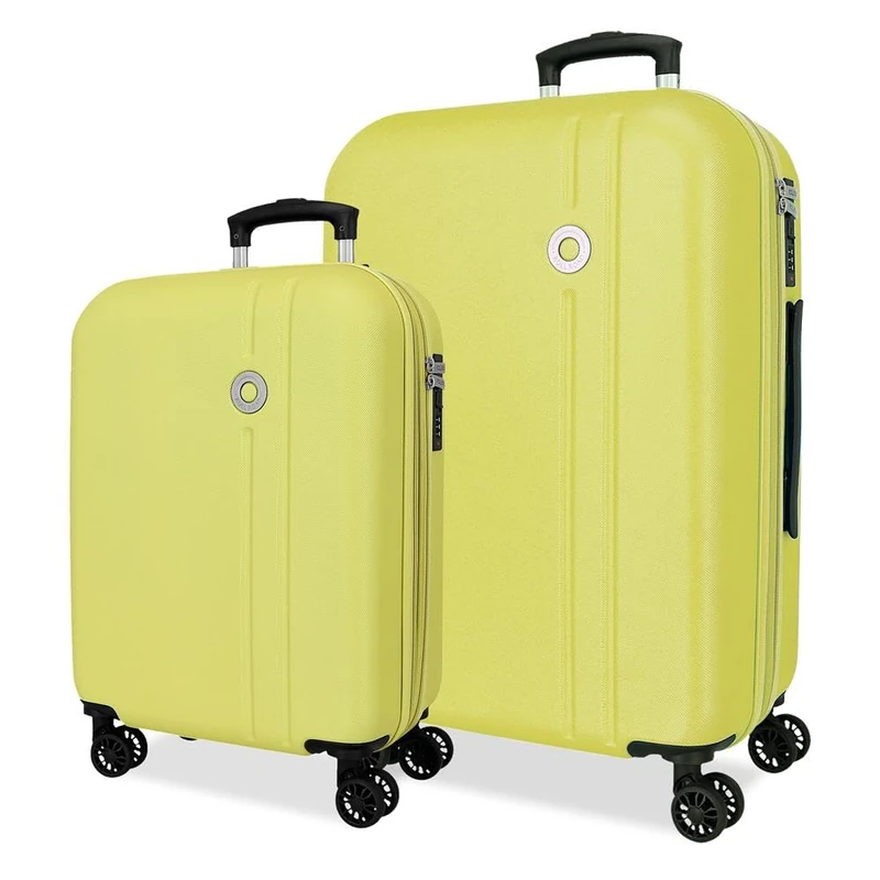 Roll Road Menorca Luggage Set Yellow 46 x 65 x 24 cm Rigid ABS Combination Lock Integrated 91L 6 kg 4 Double Wheels Extendable Hand Luggage - Image 1