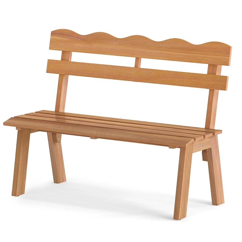 RELAX4LIFE 2-Seater Acacia Wood Garden Bench, Patio Park Bench Chair with Slatted Seat & Backrest, Wooden Outdoor Furniture Leisure Loveseat Porch Seating for Backyard Balcony