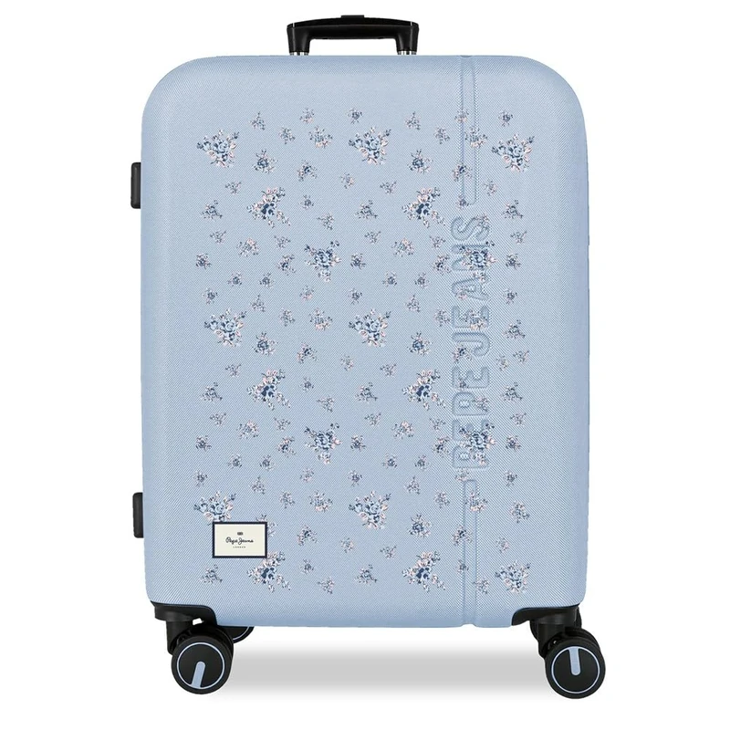 Pepe Jeans Olivia Light Blue Luggage Set 55/68 cm Rigid ABS Integrated Combination Lock 109L 6.08kg 4 Double Wheels Extendable Hand Luggage by Joumma Bags