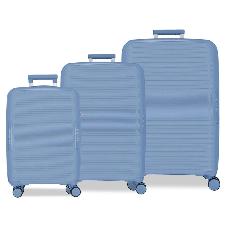 Movom Inari Light Blue Luggage Set 54x78x31 cm Rigid Polypropylene Integrated TSA Closure 226L 10.6kg 4 Double Wheels Hand Luggage