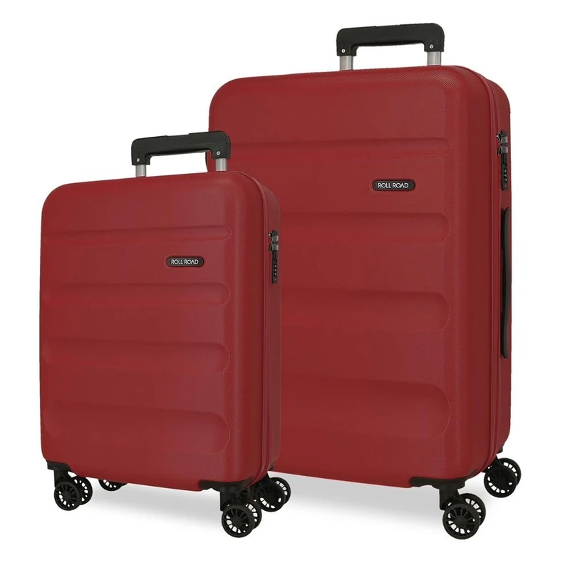 Roll Road Flex Luggage Set Burgundy 46x65x25 cm Rigid ABS Side Combination Lock 91L 5.7kg 4 Double Wheels Hand Luggage - Image 1