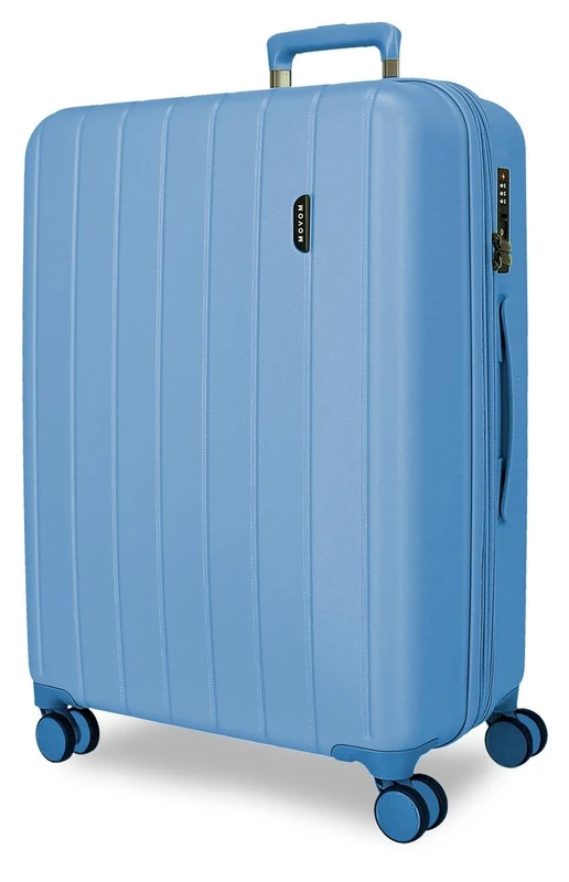 MOVOM Wood Large Denim Suitcase 53x78x31 cm Rigid ABS Integrated TSA Closure 108L 4.8kg 4 Double Wheels Extendable