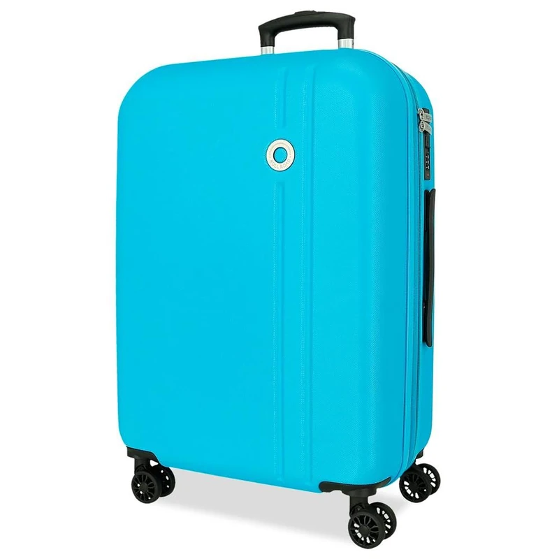 ROLL ROAD Menorca Large Suitcase Turquoise Green 52x75x27 cm Hard Shell ABS Combination Lock integrado 97L 4,3kg 4 Double Wheels Expandable