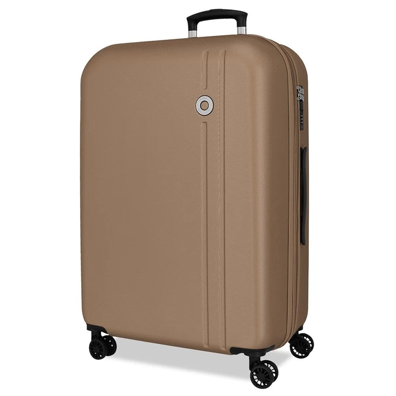 ROLL ROAD Menorca Large Suitcase Champagne 52x75x27 cm Hard Shell ABS Combination Lock integrado 97L 4,3kg 4 Double Wheels Expandable