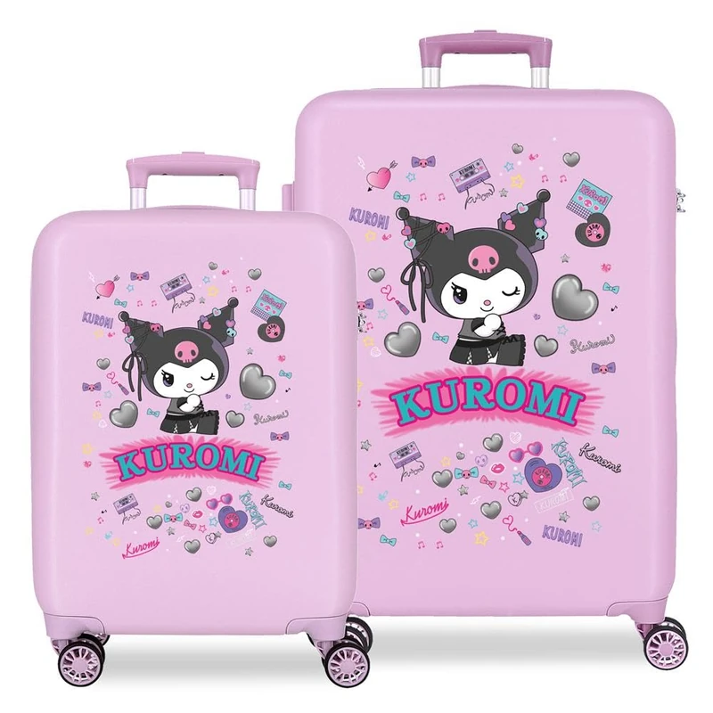 Sanrio Kuromi Retro Pop Luggage Set Purple 46x65x23 cm Rigid ABS Side Combination Lock 91L 5.6kg 4 Double Wheels Hand Luggage