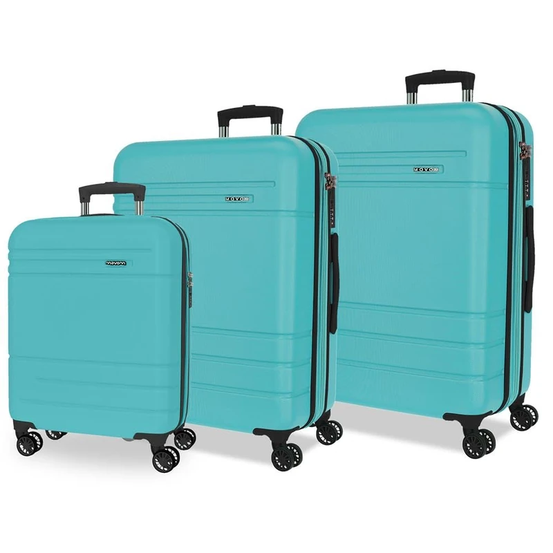 Joumma Movom Galaxy Suitcase Set Turquoise Blue 55/68/78 cm Rigid ABS Combination Lock Integrated 221L 11.4 kg 4 Double Wheels Extendable Hand Luggage
