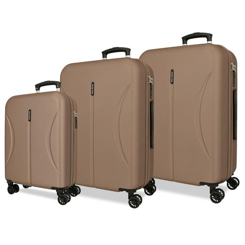 Joumma Roll Road Formentera Champagne Luggage Set 55/65/75 cm Rigid ABS Integrated Combination Padlock 188L 10.3kg 4 Double Wheels Hand Luggage