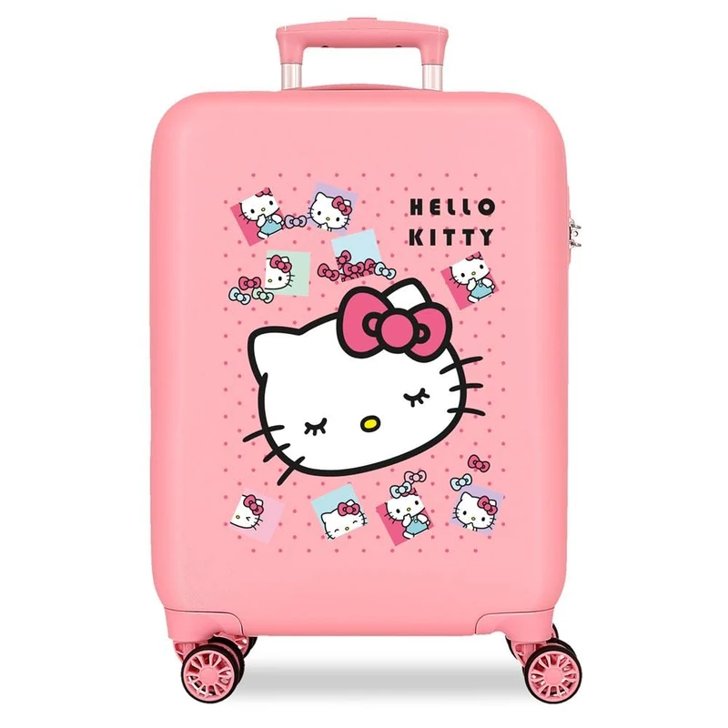 Sanrio Hello Kitty Bows Pink Cabin Suitcase 38x55x20 cm Rigid ABS Side Combination Lock 35L 2.5kg 4 Double Wheels