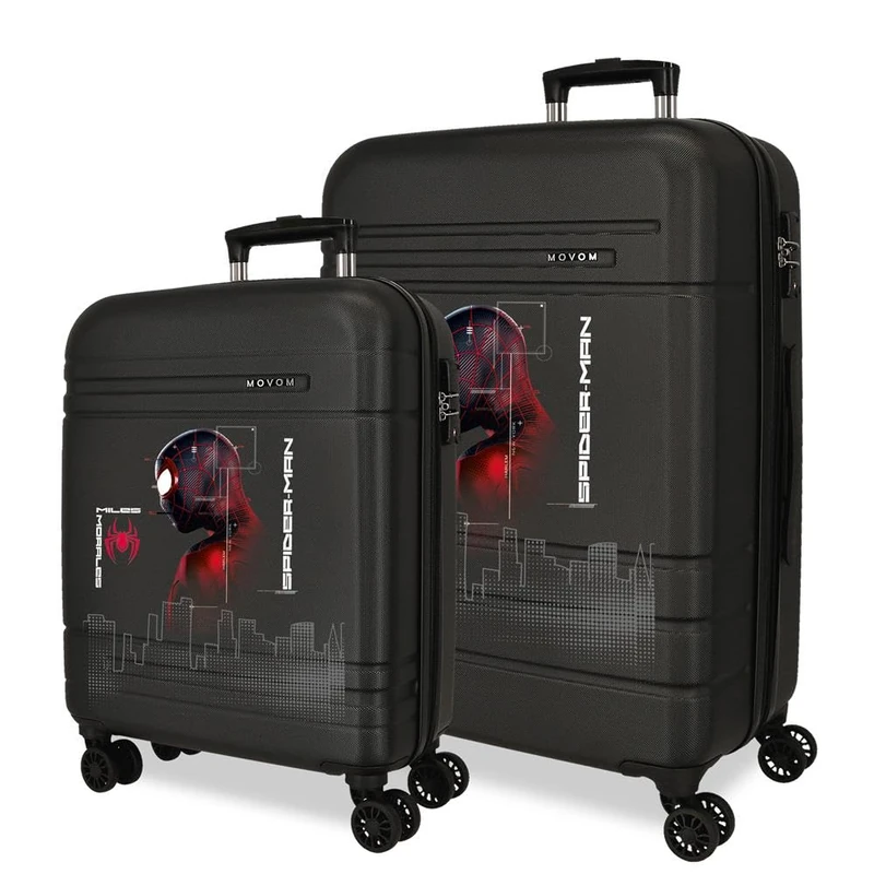 Joumma Marvel Spiderman Technology Suitcase Set Black 55/68 cm Hard ABS Closure TSA 111L 6.5 kg 4 Double Wheels
