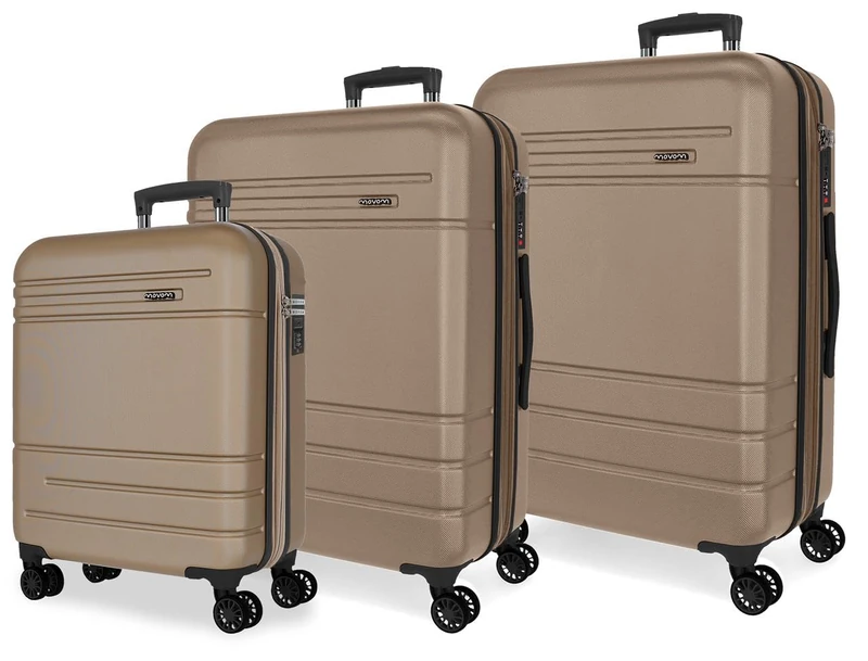 MOVOM Joumma Galaxy Suitcase Set Champagne 55/68/78 cm Rigid ABS Integrated Combination Padlock 221L 11.4kg 4 Double Wheels Extendable Hand Luggage