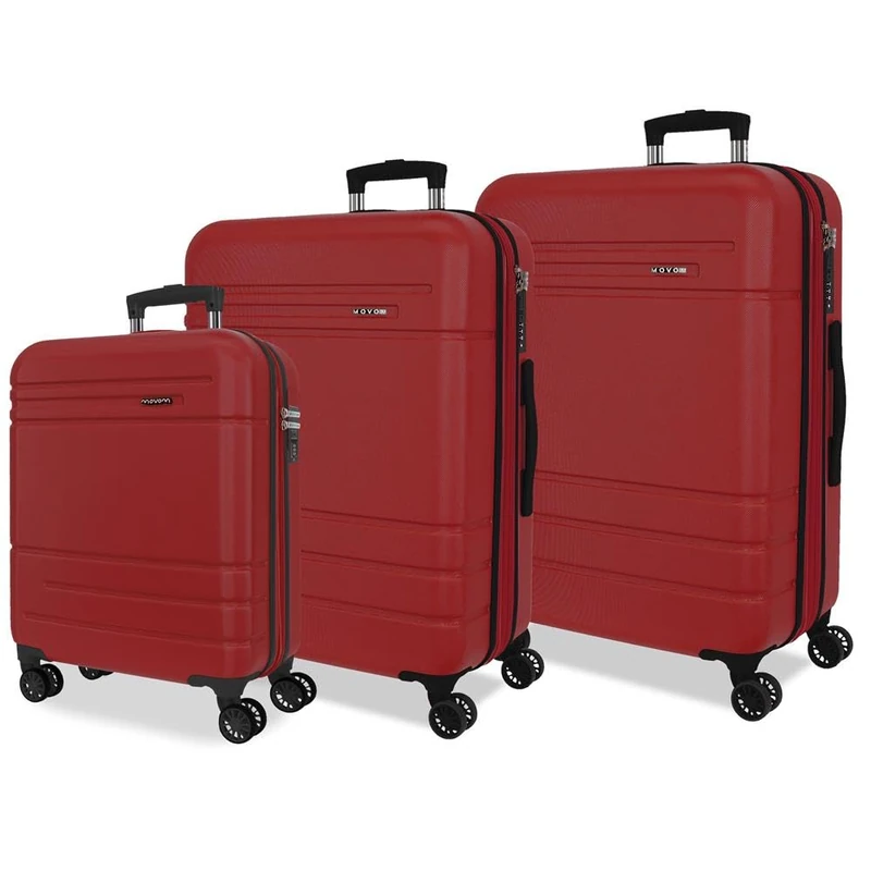 Joumma Movom Galaxy Suitcase Set Red 55/68/78 cm Rigid ABS Combination Lock Integrated 221L 11.4 kg 4 Wheels Double Extendable Hand Luggage