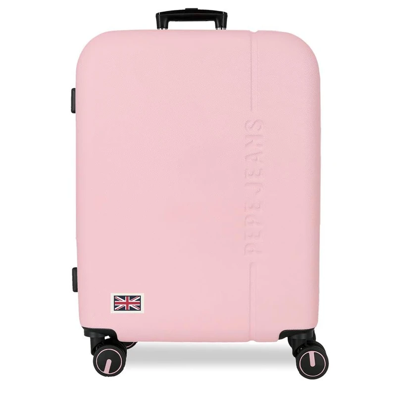Pepe Jeans Aris Light Pink Medium Suitcase 48x68x27 cm Rigid ABS Combination Lock Integrated 72L 3.48kg 4 Double Wheels Hand Luggage by Joumma Bags