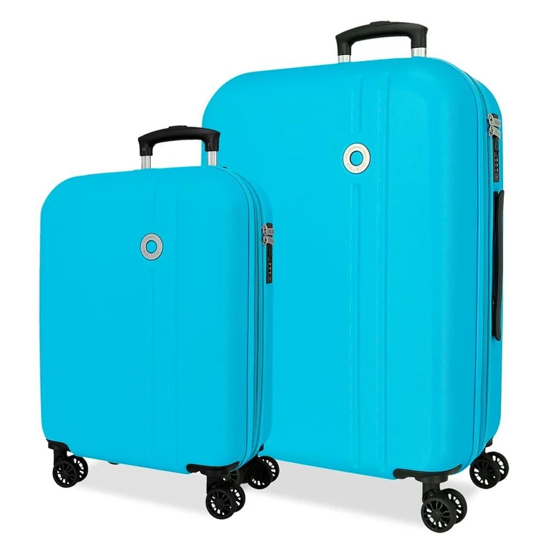 Roll Road Menorca Suitcase Set Turquoise Green 46x65x24 cm Rigid ABS Integrated Combination Lock 91L 6.05kg 4 Double Wheels Extendable Hand Luggage
