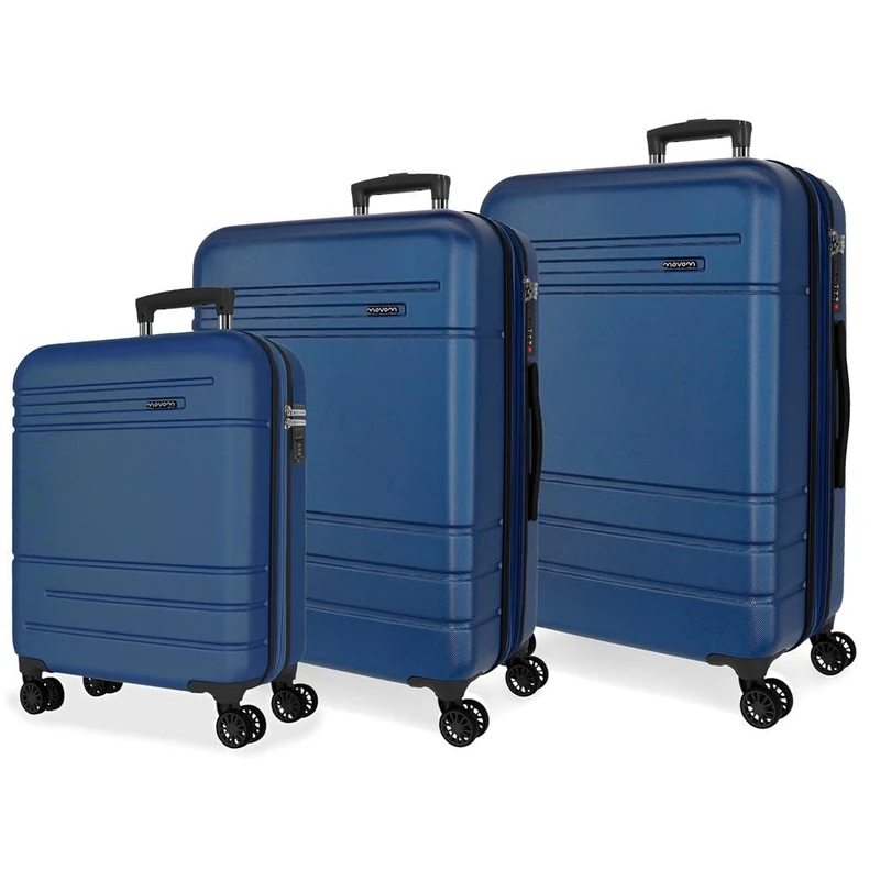 Joumma Movom Galaxy Suitcase Set Marine 55/68/78 cm Rigid ABS Combination Lock Integrated 221L 11.4 kg 4 Double Wheels Extendable Hand Luggage