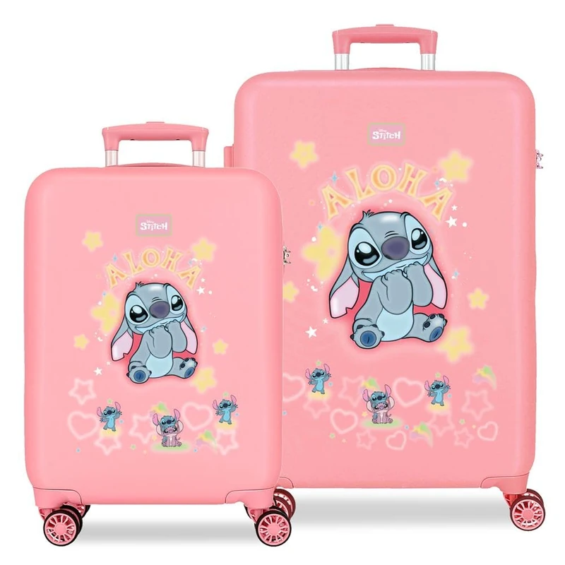 Disney Stitch You & Me Pink Luggage Set 46x65x23 cm Rigid ABS Side Combination Closure 91L 5.6kg 4 Double Wheels Hand Luggage