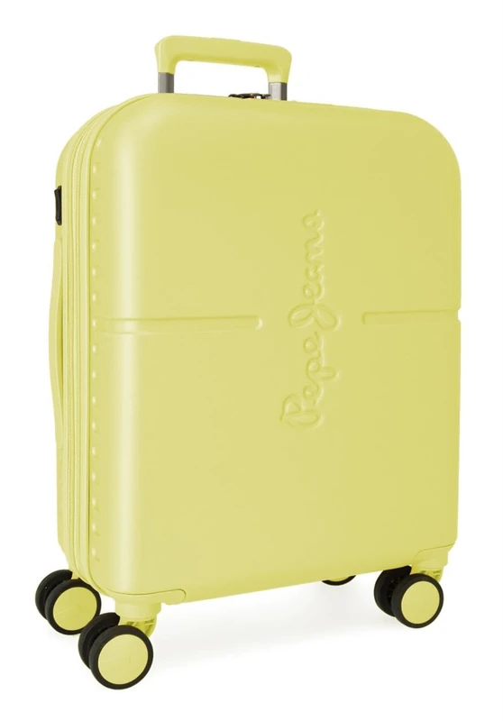 Pepe Jeans Highlight Yellow Cabin Suitcase 40x55x20 cm Rigid ABS Integrated TSA Closure 3.7L 2.8kg 4 Double Wheels Extendable Hand Luggage by Joumma Bags - Image 1