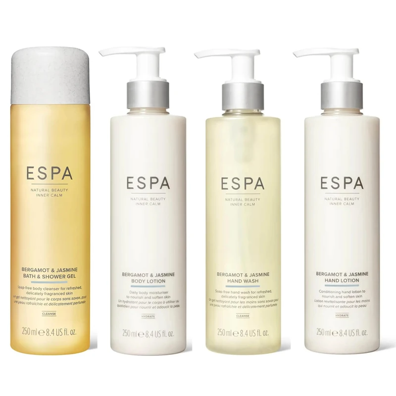ESPA Ultimate Bergamot & Jasmine Body & Hand Care Collection | Bath & Shower Gel, Body Lotion, Hand Wash & Hand Lotion | Nourishing, Softening & Aromatic Essential Oil Bodycare Collection