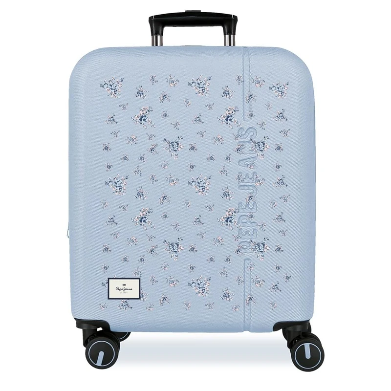 Pepe Jeans Olivia Light Blue Cabin Case 40x55x20 cm Rigid ABS Combination Closure Integrated 37L 2.6kg 4 Double Wheels Extendable Hand Luggage by Joumma Bags