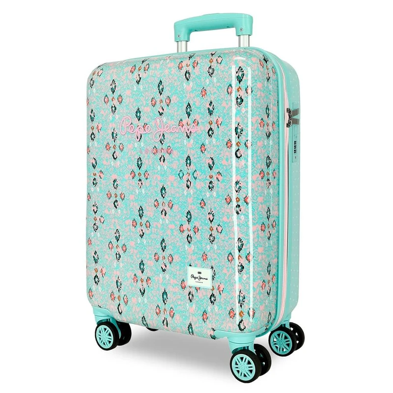 Pepe Jeans Sun Turquoise Green Cabin Suitcase 38x55x20 cm Rigid ABS Combination Closure 34L 2.6kg 4 Double Wheels Hand Luggage by Joumma Bags
