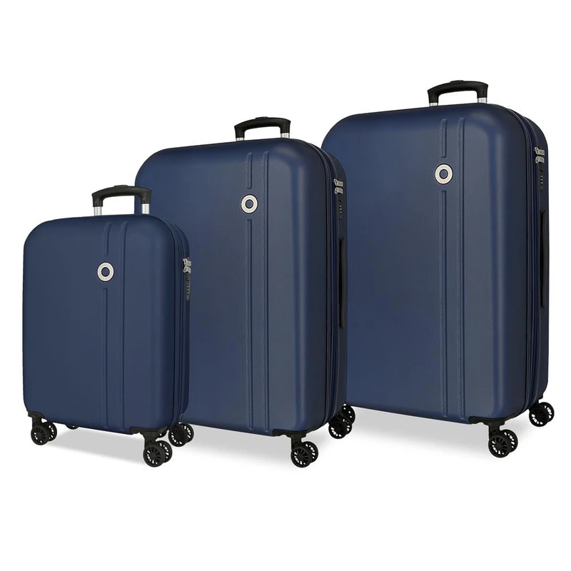 Roll Road Menorca Marine Luggage Set 52x75x27 cm Rigid ABS Integrated Combination Lock 188L 10.35kg 4 Double Wheels Extendable Hand Luggage