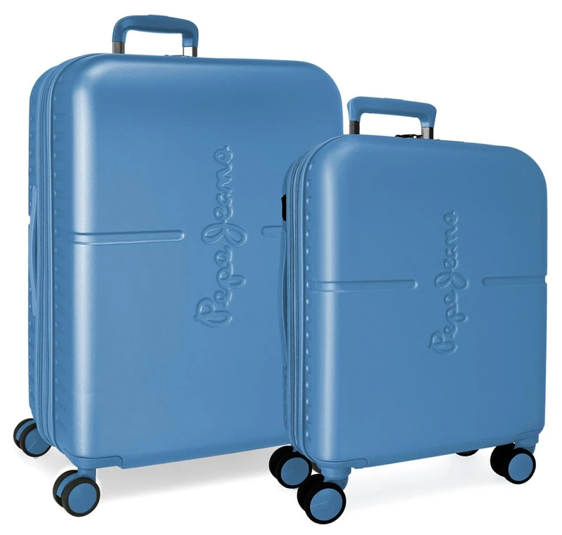 Pepe Jeans Highlight Suitcase Set Blueon 48x70x28 cm Rigid ABS Integrated TSA Closure 116L 6.8 kg 4 Double Wheels Hand Luggage by Joumma Bags - Image 1