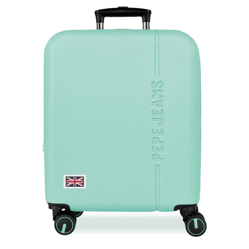 Pepe Jeans Aris Turquoise Blue Cabin Suitcase 40x55x20 cm Rigid ABS Combination Closure Integrated 37L 2.6kg 4 Double Wheels Extendable Hand Luggage by Joumma Bags