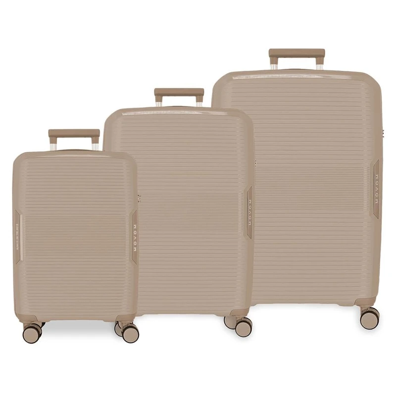 Movom Inari Champagne Luggage Set 54x78x31 cm Rigid Polypropylene Integrated TSA Closure 226L 10.6kg 4 Double Wheels Hand Luggage - Image 1
