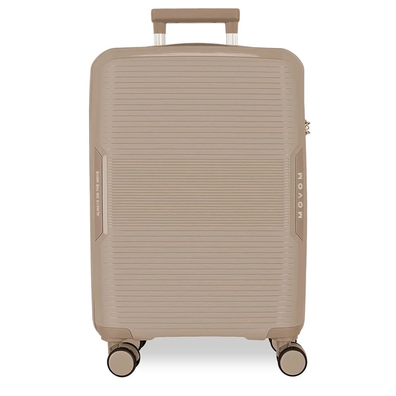 MOVOM Inari Champagne Cabin Suitcase 39x55x20 cm Rigid Polypropylene Integrated TSA Closure 37L 2.6kg 4 Double Wheels Extendable Hand Luggage