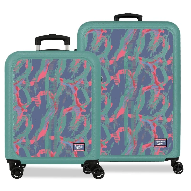 Reebok Tacoma Suitcase Set Turquoise Green 46x65x25 cm Rigid ABS Combination Lock Integrated 56L 6.6 kg 4 Double Wheels Hand Luggage