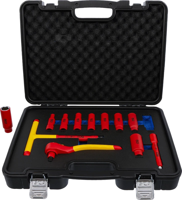BGS 7146 | VDE Socket Spanner Set | Drive Internal Square 10 mm (3/8 Inch) | SW 7-22 mm | 12 Pieces