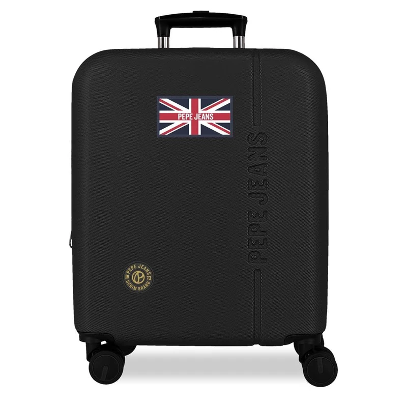 Pepe Jeans Henry Black Cabin Case 40x55x20 cm Rigid ABS Combination Lock Integrated 37L 2.6kg 4 Double Wheels Extendable Hand Luggage by Joumma Bags