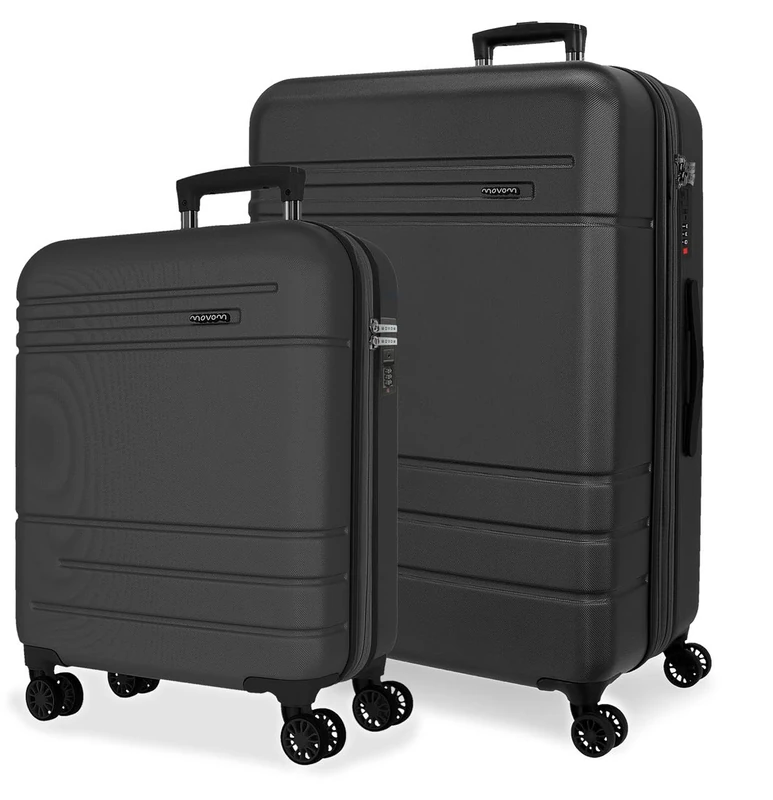 MOVOM Joumma Galaxy Suitcase Set Anthracite 55/68 cm Rigid ABS Integrated Combination Lock 111L 6.5kg 4 Double Wheels Extendable Hand Luggage