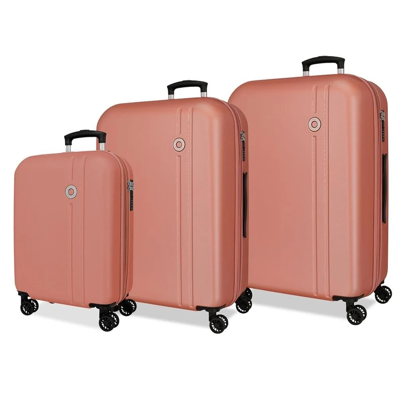 Roll Road Menorca Nude Luggage Set 52x75x27 cm Rigid ABS Integrated Combination Lock 188L 10.35kg 4 Double Wheels Extendable Hand Luggage