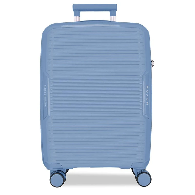 MOVOM Inari Light Blue Cabin Case 39x55x20 cm Rigid Polypropylene Integrated TSA Closure 37L 2.6kg 4 Double Wheels Extendable Hand Luggage