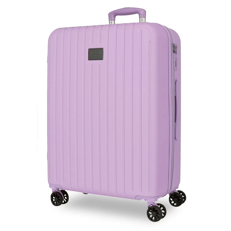 Joumma Movom Timber Large Purple Suitcase 53x78x31 cm Rigid ABS Integrated Combination Padlock 108L 4.2kg 4 Double Wheels
