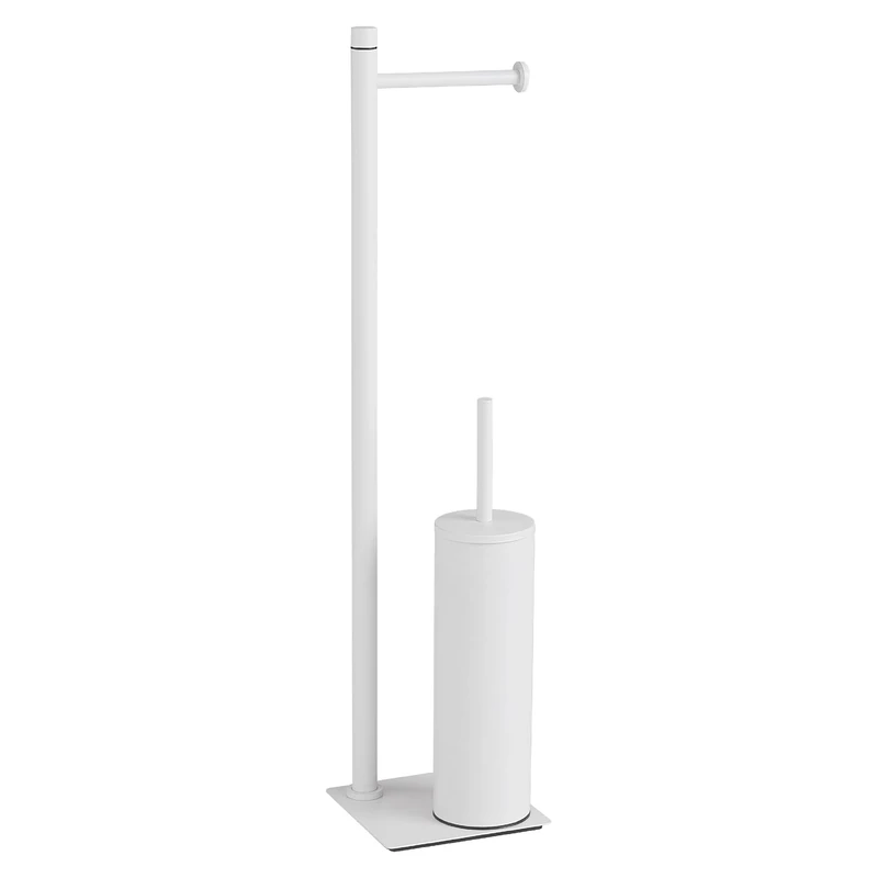 Gedy TRILLY Toilet Brush and Toilet Roll Holder, Matte White, Stainless Steel, 14 x 14 x 63 - Image 1