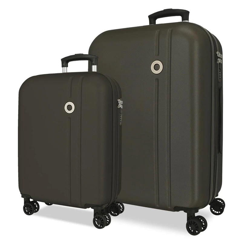 Roll Road Menorca Luggage Set Anthracite 46x65x24 cm Rigid ABS Integrated Combination Lock 91L 6.05kg 4 Double Wheels Extendable Hand Luggage