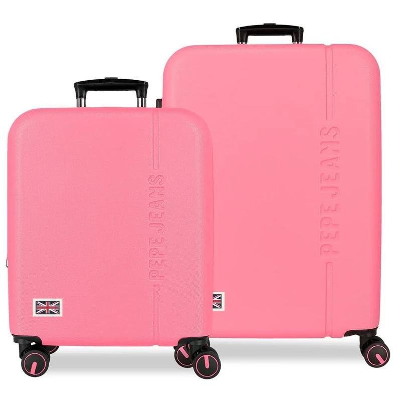 Pepe Jeans Aris Fuchsia Luggage Set 55/68 cm Rigid ABS Integrated Combination Lock 109L 6.08kg 4 Double Wheels Extendable Hand Luggage by Joumma Bags