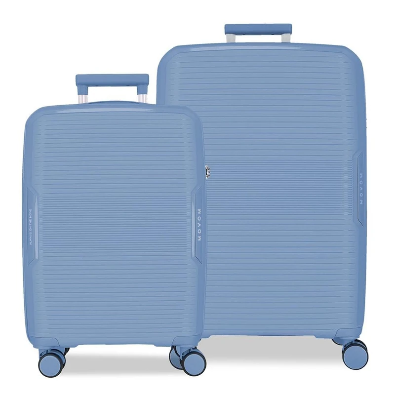 Movom Inari Light Blue Suitcase Set 49x68x27 cm Rigid Polypropylene Integrated TSA Closure 113L 6.1 kg 4 Double Wheels Hand Luggage