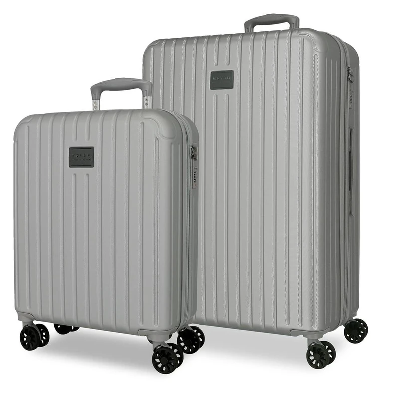 Joumma Movom Timber Luggage Set Silver 55/68 cm Rigid ABS Integrated Combination Padlock 72L 3.8kg 4 Double Wheels Extendable Hand Luggage - Image 1
