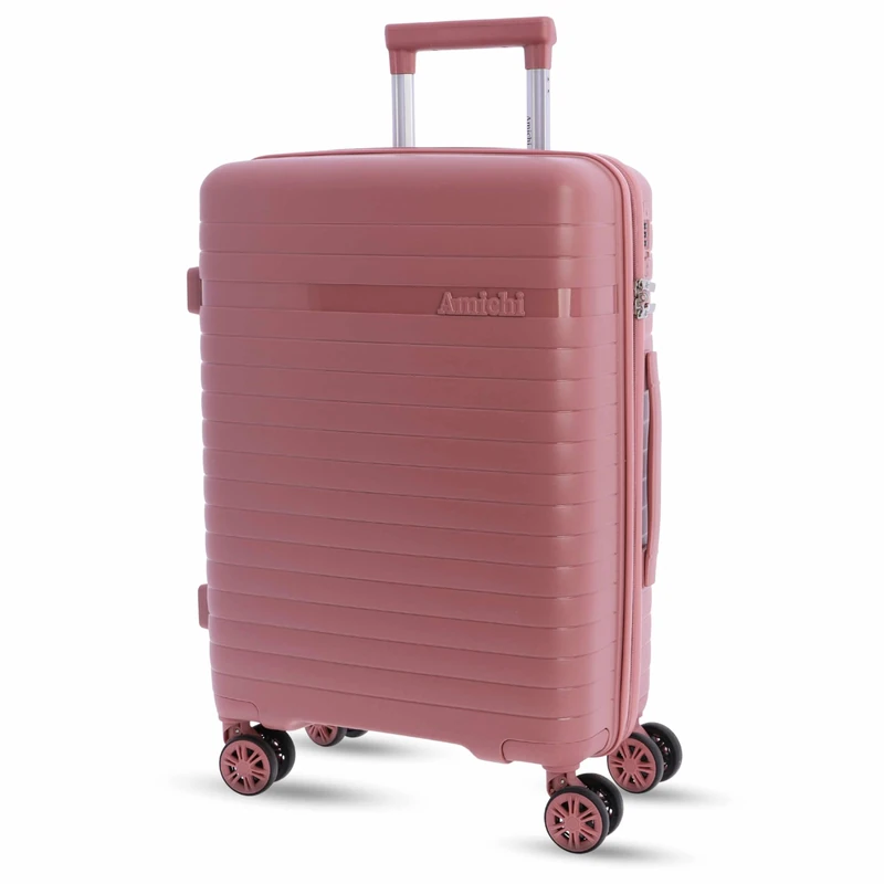 AMICHI - Cabin Suitcase 55x40x20- Travel Suitcases - Suitcases Cabin Suitable for Ryannair- Trolley Luggage for Aircraft Heavy Duty with 4 Wheels of 360º and TSA Lock, Pink, Classic