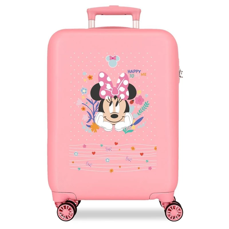 Joumma Disney Minnie Happy to Be Me Cabin Suitcase Pink 38 x 55 x 20 cm Hard ABS Combination Lock Side 35L 2.5 kg 4 Double Wheels