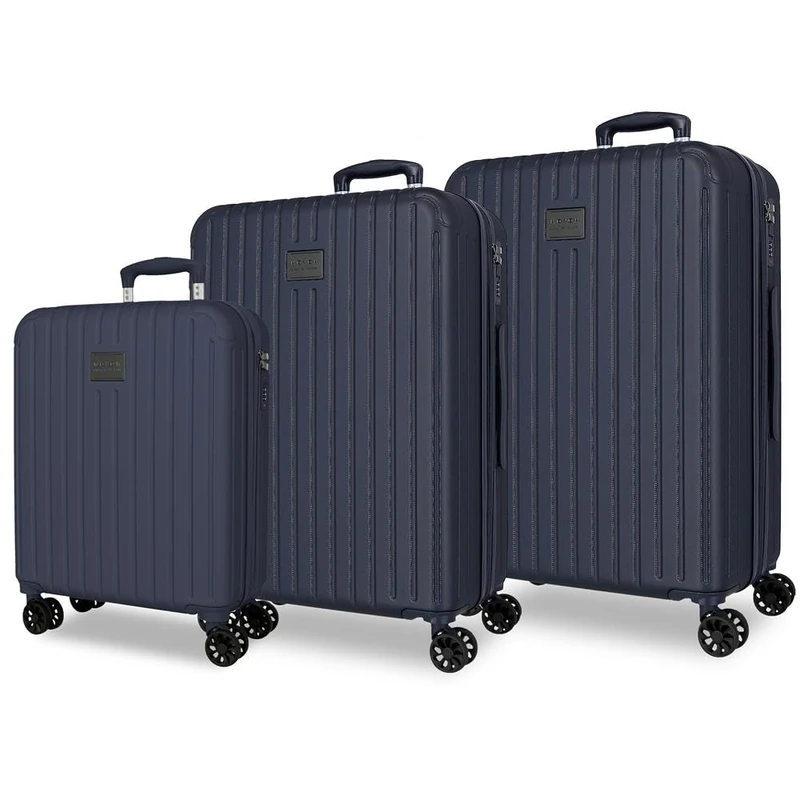 Joumma Movom Timber Luggage Set Marine 55/68/78 cm Rigid ABS Combination Lock Integrated 217L 11.1 kg 4 Wheels Double Extendable Hand Luggage