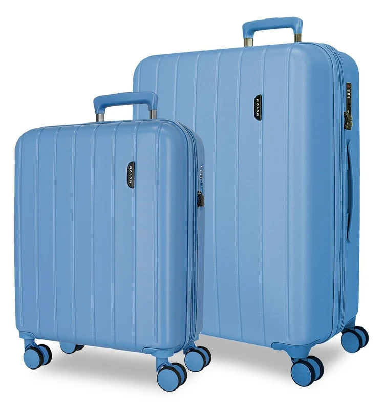 MOVOM Wood Denim Luggage Set 48x68x27 cm Rigid ABS Integrated TSA Closure 109L 6.3 kg 4 Double Wheels Extendable Hand Luggage