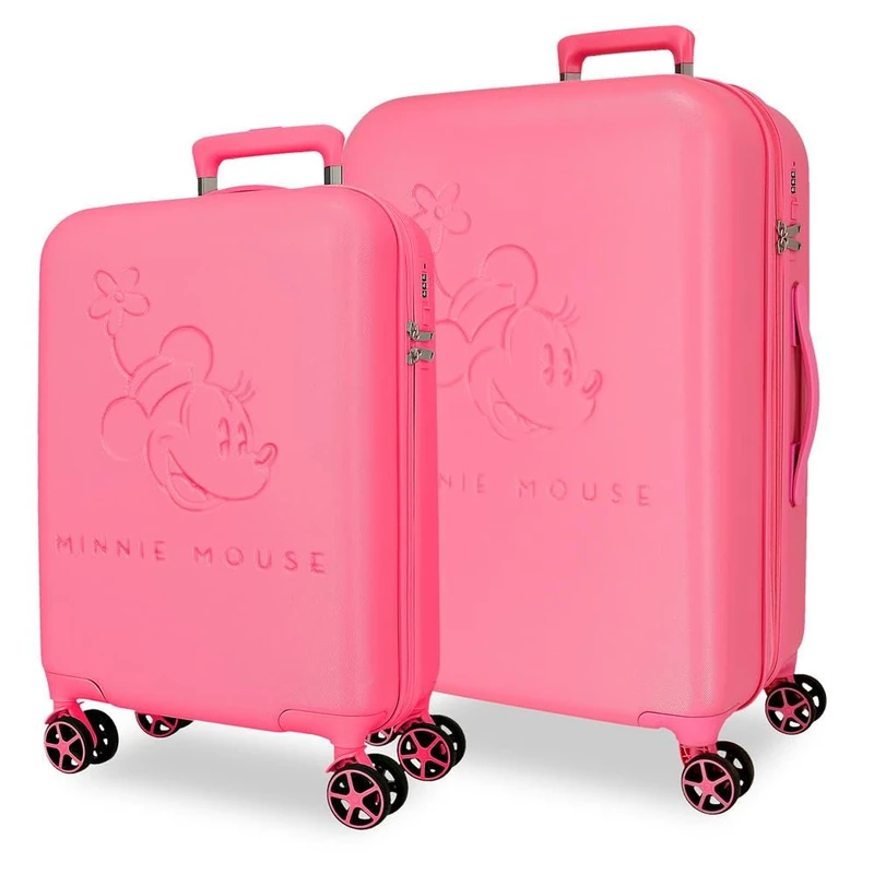 Disney Joumma Traveling with Minnie Suitcase Set Fuchsia 44x65x26 cm Rigid ABS Combination Lock Integrated 95L 5.8kg 4 Double Wheels Hand Luggage