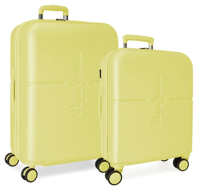 Pepe Jeans Highlight Yellow Luggage Set 48x70x28 cm Rigid ABS Integrated TSA Closure 116L 6.8 kg 4 Double Wheels Hand Luggage by Joumma Bags