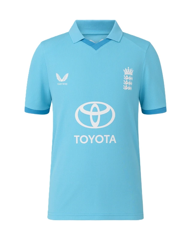 Castore England Cricket Unisex Kids ODI Replica Short Sleeve Shirt, Light Blue Airy Blue, 10-11Y - Image 1