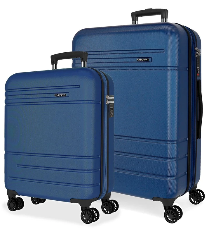 Joumma Movom Galaxy Suitcase Set Marino 55/68 cm Rigid ABS Integrated Combination Padlock 111L 6.5kg 4 Double Wheels Extendable Hand Luggage