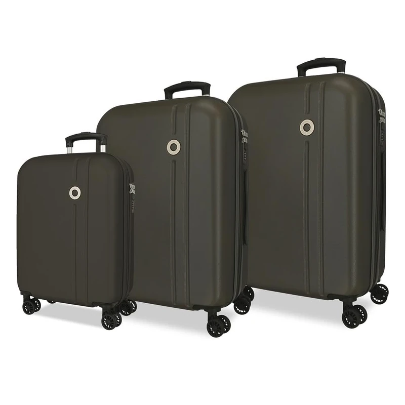 Roll Road Menorca Luggage Set Anthracite 52 x 75 x 27 cm Rigid ABS Combination Lock Integrated 188L 10.4 kg 4 Double Wheels Extendable Hand Luggage